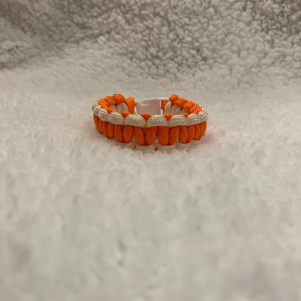 Handmade Orange and White Paracord Bracelet